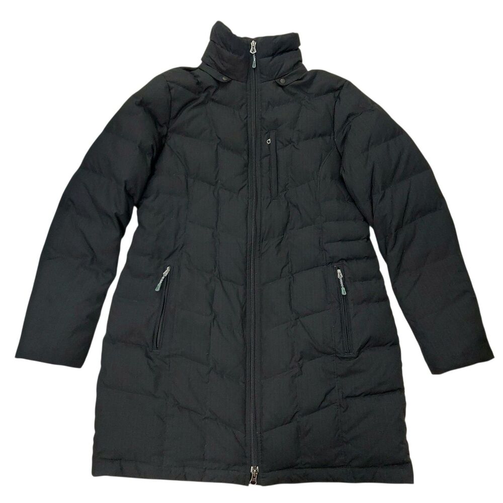 Lands End Womens Medium 10-12 Black Down Filled Puffer Coat Jacket Parka Winter